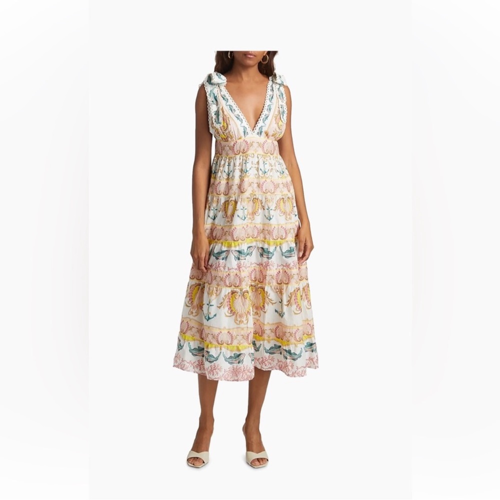 FARM Rio Maritime Magic Midi Sleeveless Dress large